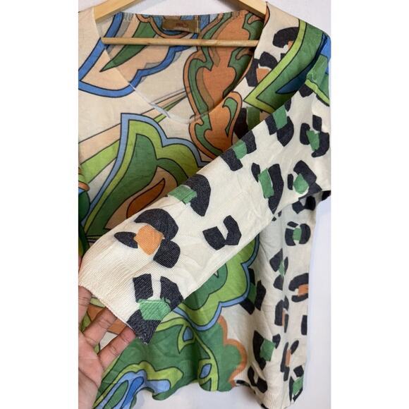 Free For Humanity Colorful Floral Animal Print Pullover Sweater Large - Picture 3 of 8